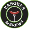 Bangers & Brews logo with a sausage on a fork.
